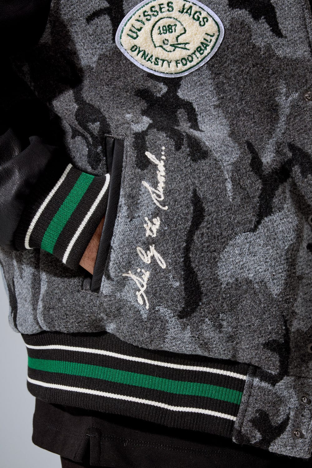 Life of Vice Varsity Jacket (Black Camo)