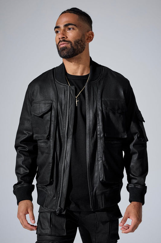 Midnight Mercenary Bomber Jacket (Jet Black)